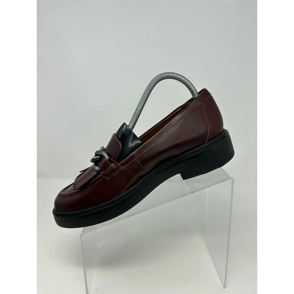 Naturalizer Paris Loafers Burgundy Chain Fringe Slip On Comfort Lug Size 9